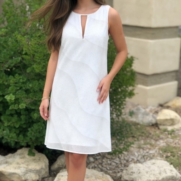 BCBG Whisper White/Golden Dress sz L - Picture 2 of 14